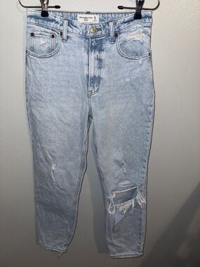 Abercrombie & Fitch Light Blue High-Rise Distressed Jeans
